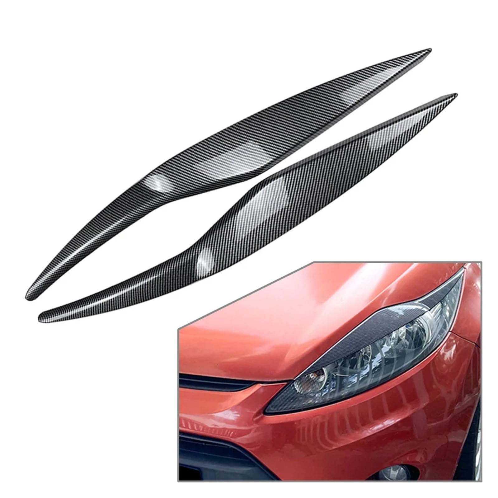 Auto Faro Del Faro Sopracciglio Palpebre Telaio di Copertura Trim, for Ford, for Fiesta, for MK6 2008 2009 2010 2011 2012 Adesivi per lampade auto(Carbon Fiber Black)