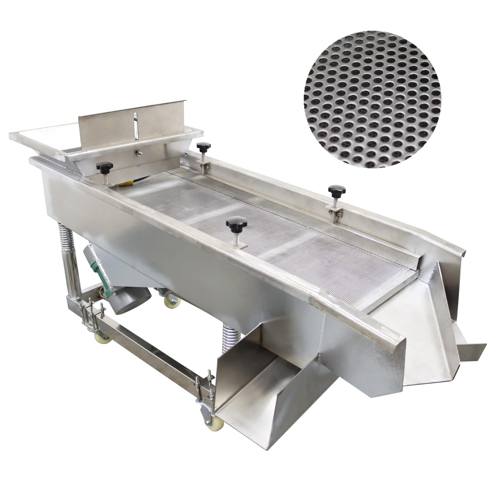 WYDDDARY Linear Vibrating Sieve Electric Screen Shaker Stainless Steel Medium Linear Sifter Machine Double Layers Double Motors 220V 3mm Upper 1mm Lower Round Hole Mesh(JG50-150)