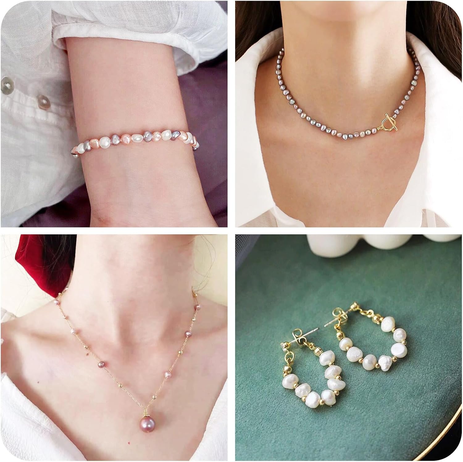 Pandahall 50Pcs Colors Freshwater Pearl Beads Genuine Real Cultured Pearls Baroque Pearl Beads Dyed Oval Natural Loose Pearls 5-6mm for Earring Bracelet DIY Jewelry Making - Image 4