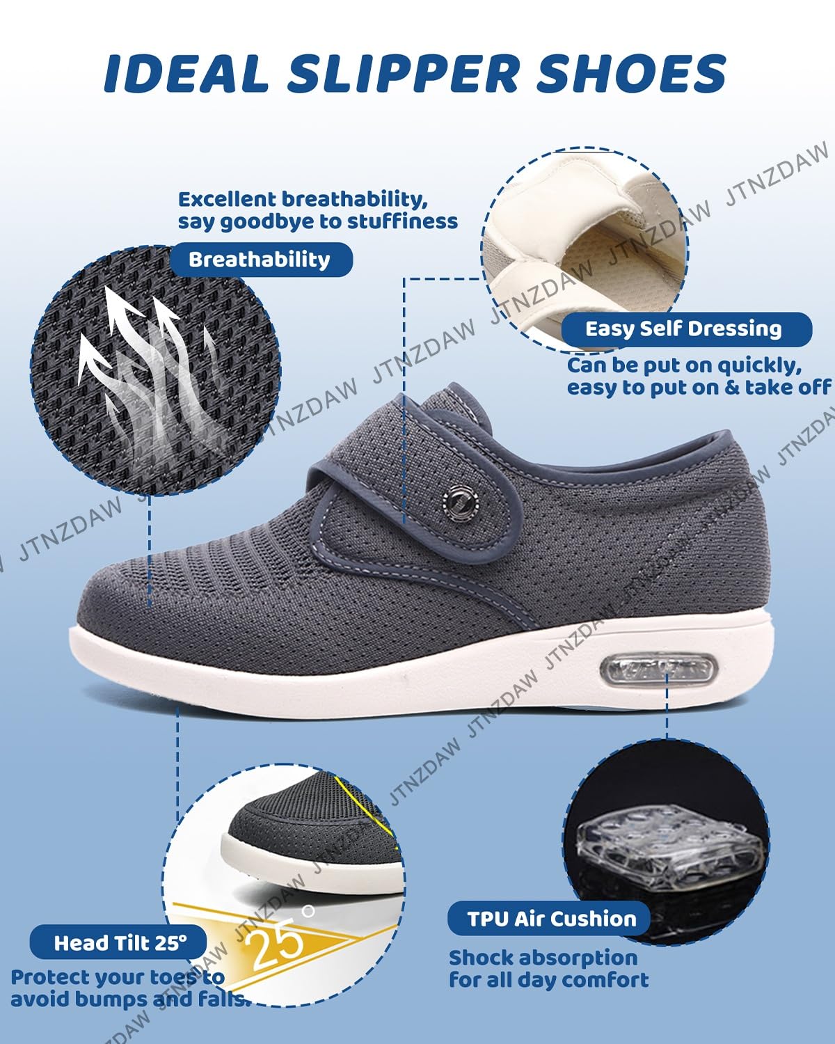 Diabetiker Schuhe Verbandschuh Damen Orthopädische Extra Weit Klettverschluss für Geschwollene Füße
