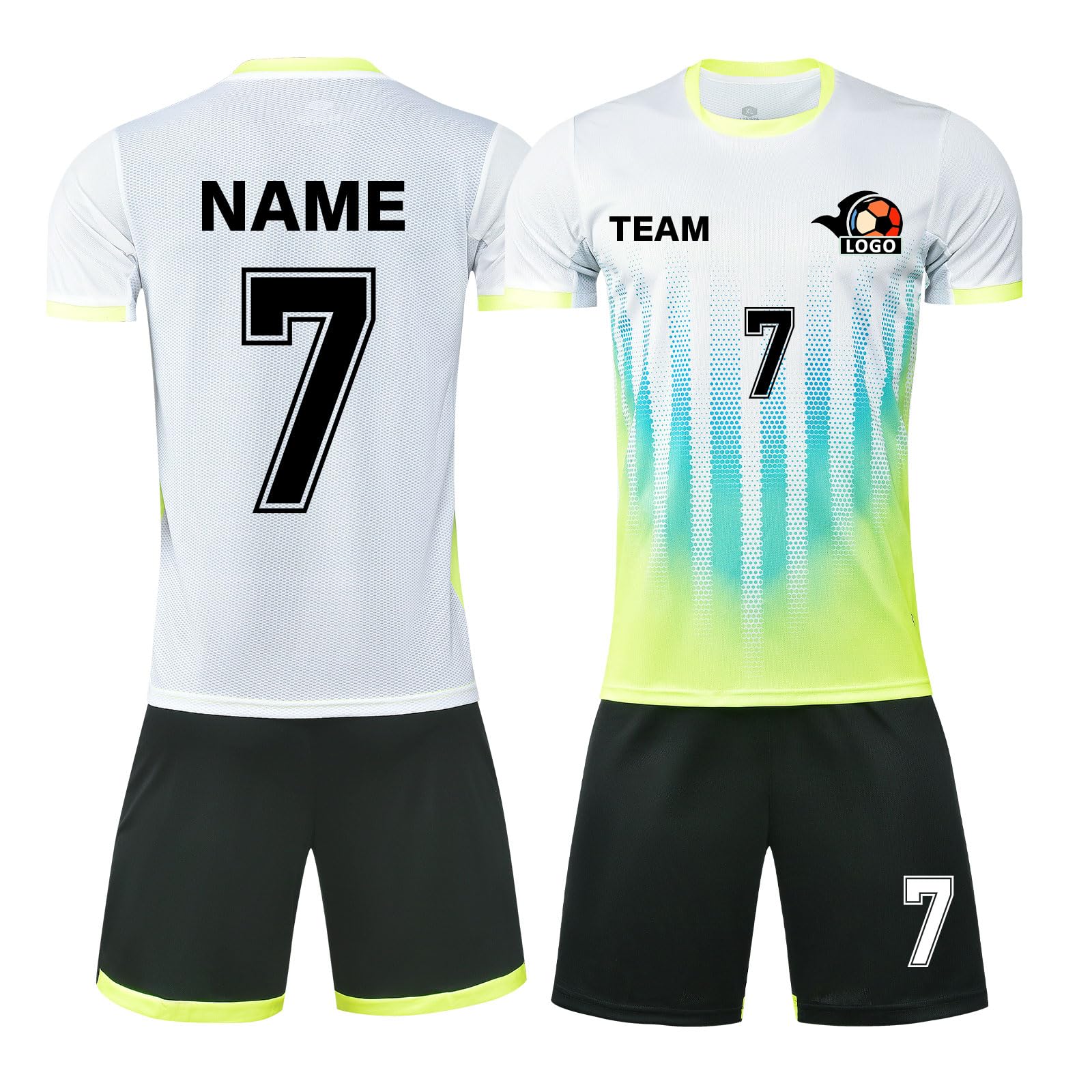 LAIFU Customize Your Own Soccer Jersey with Name, Number, and Logo - Personalized Soccer Jersey for Adults and Kids White