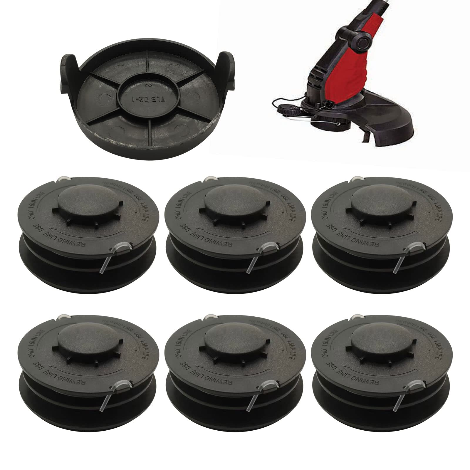 GC-ET 4530 Replacement Spool for Ein-hell GC-ET RTV 400 RTV 550 RTV 550/1 Grass Trimmer, 10m long 1.6mm dia (6 spool +1 cover)