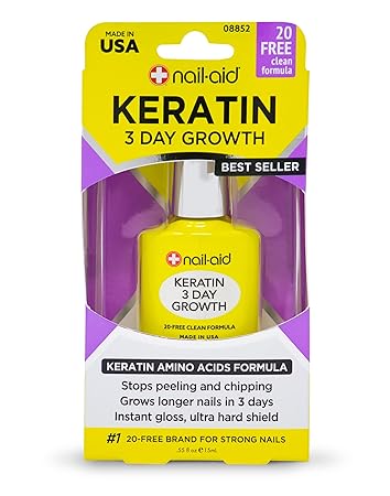 Amazon Com Nail Aid Keratin 3 Day Growth Nail Treatment Strengthener Clear 0 55 Fl Oz Beauty Personal Care