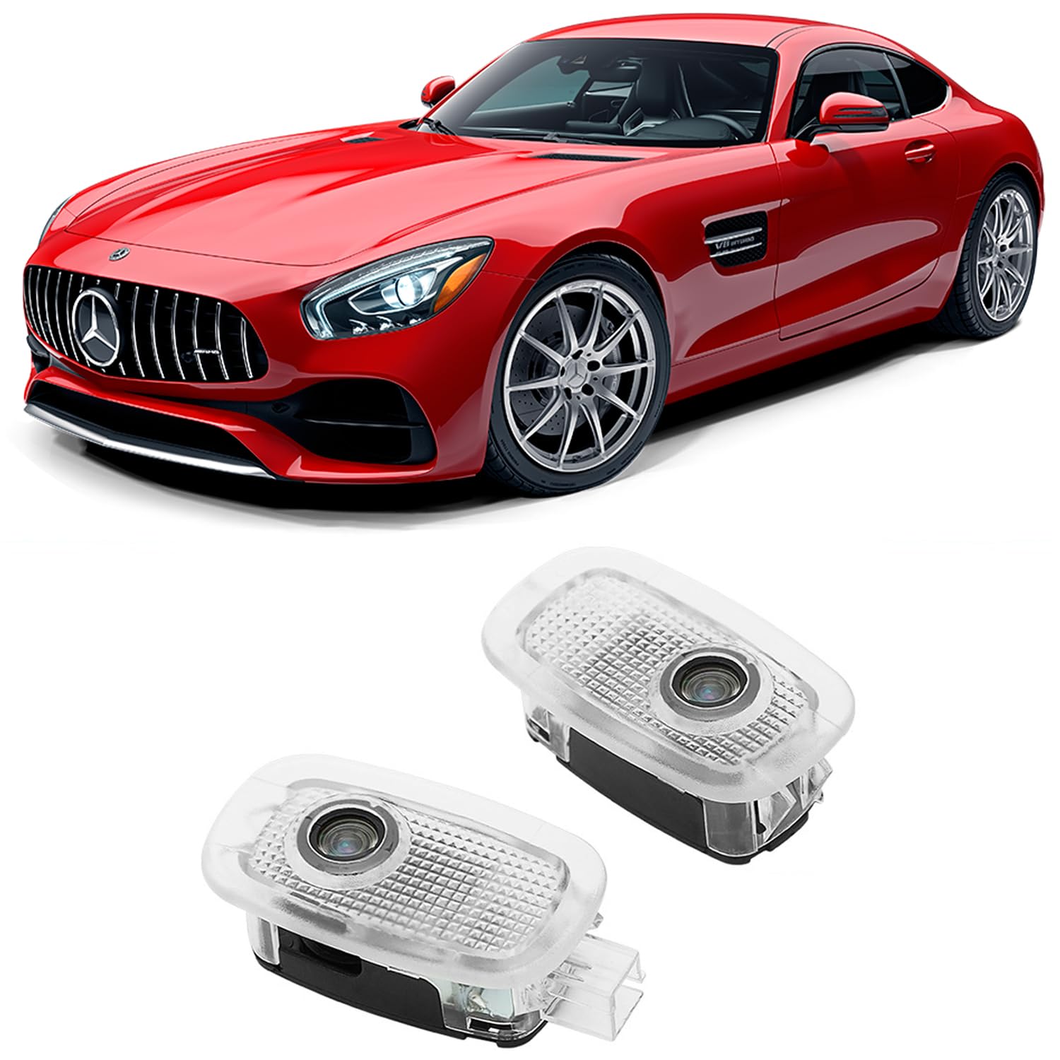2 Stück LED Einstiegsbeleuchtung Türlicht kompatibel mit Mercedes, Nicht Verblassend Willkommenslicht Laser Logo Projektor (MB Stern + ///AMG, W221/S-Klasse W447/Vito V-Klasse)