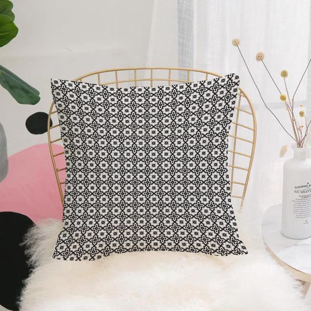 HYOSXW Cushion Cover,Throw Pillow Case Home Decorative for Living Room Bedroom Sofa Chair 16X16 Inch,Black and white symmetrical geometric pattern decoration background,Pillowcase 40X40cm