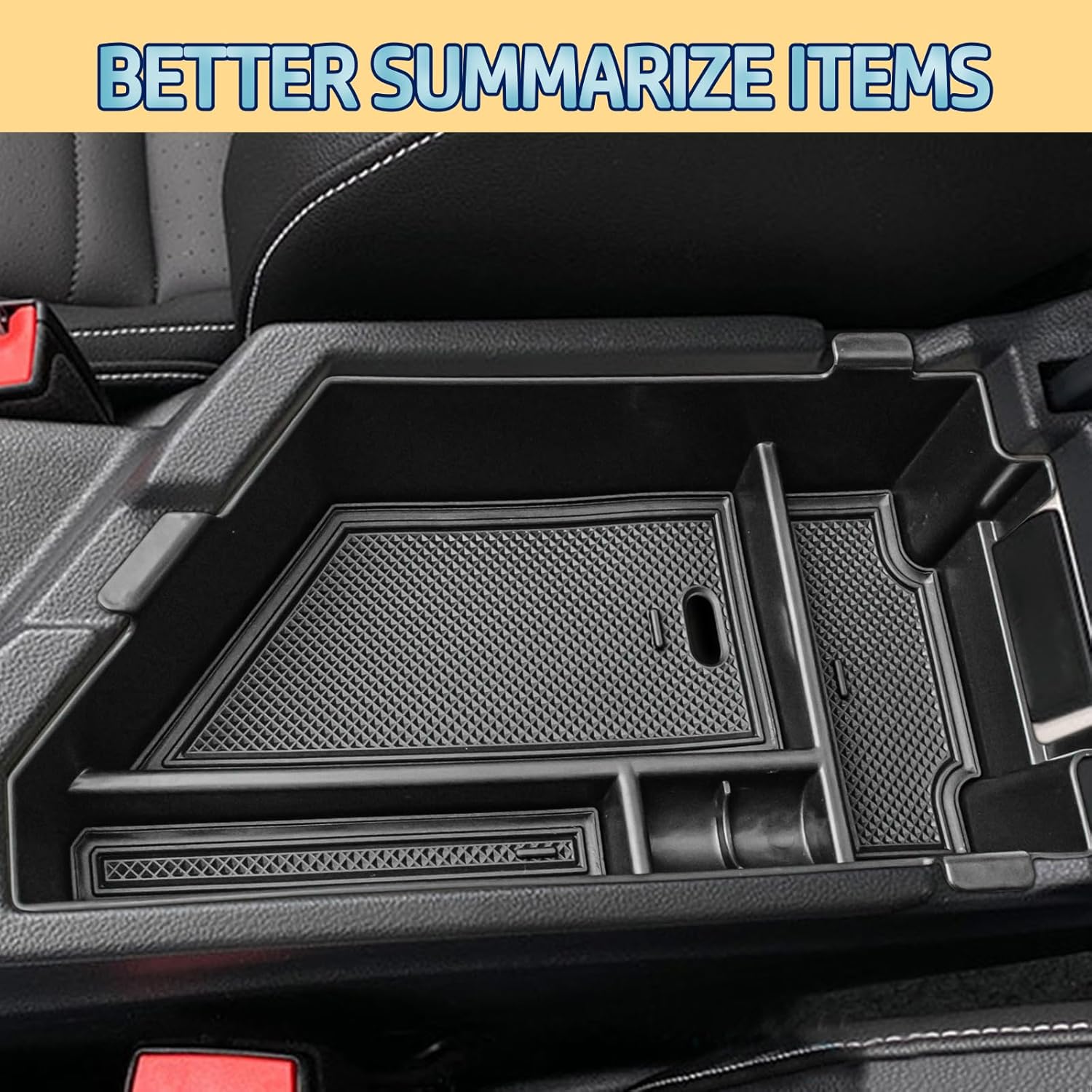 Center Console Insert Tray Compatible with Volkswagen Jetta 2020 2021 2022 2023 2024 2025 2026 Accessories, Armrest Box Organizer Storage Tray for 2020-2026 Jetta S/SE/SEL/Sport/GLI, Black