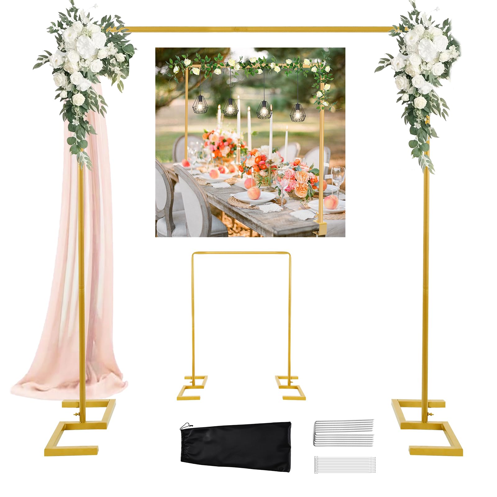 Photo 1 of DEVISEFUN 8.2FT Adjustable Wedding Arch Backdrop Stand