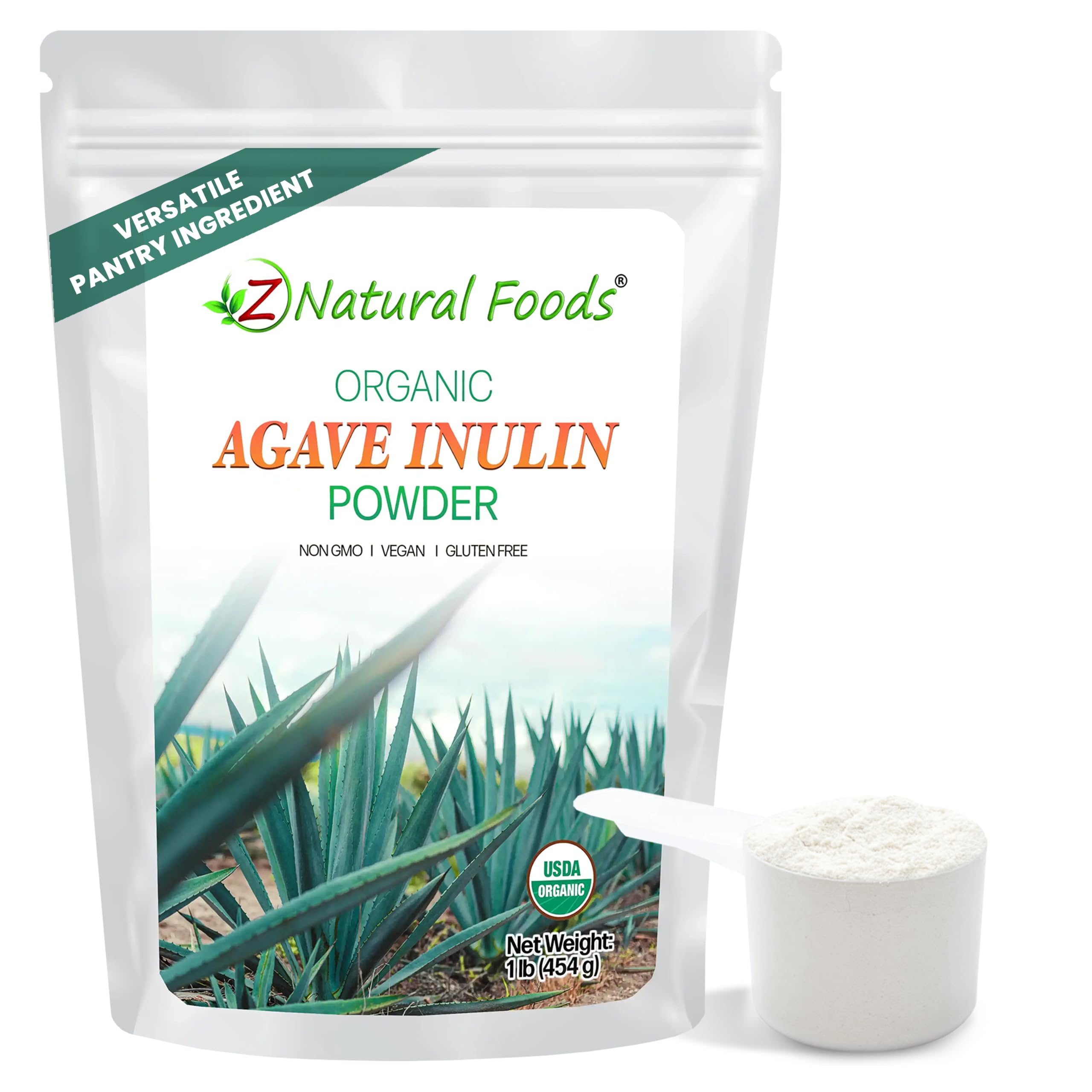 Z Natural Foods Organic Agave Inulin Powder - Gluten-Free, Vegan, Kosher 1.0 Pounds