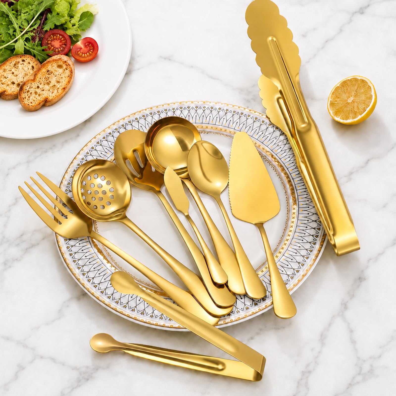 Gold Serving Utensil Set - 17 Piece Stainless Steel -3