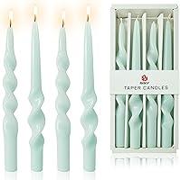 Vista 19 de Velas cónicas en espiral sin perfume, color blanco, 4 velas trenzadas de 7.5 pulgadas, hechas a mano, para cena, boda, decoración del hogar
