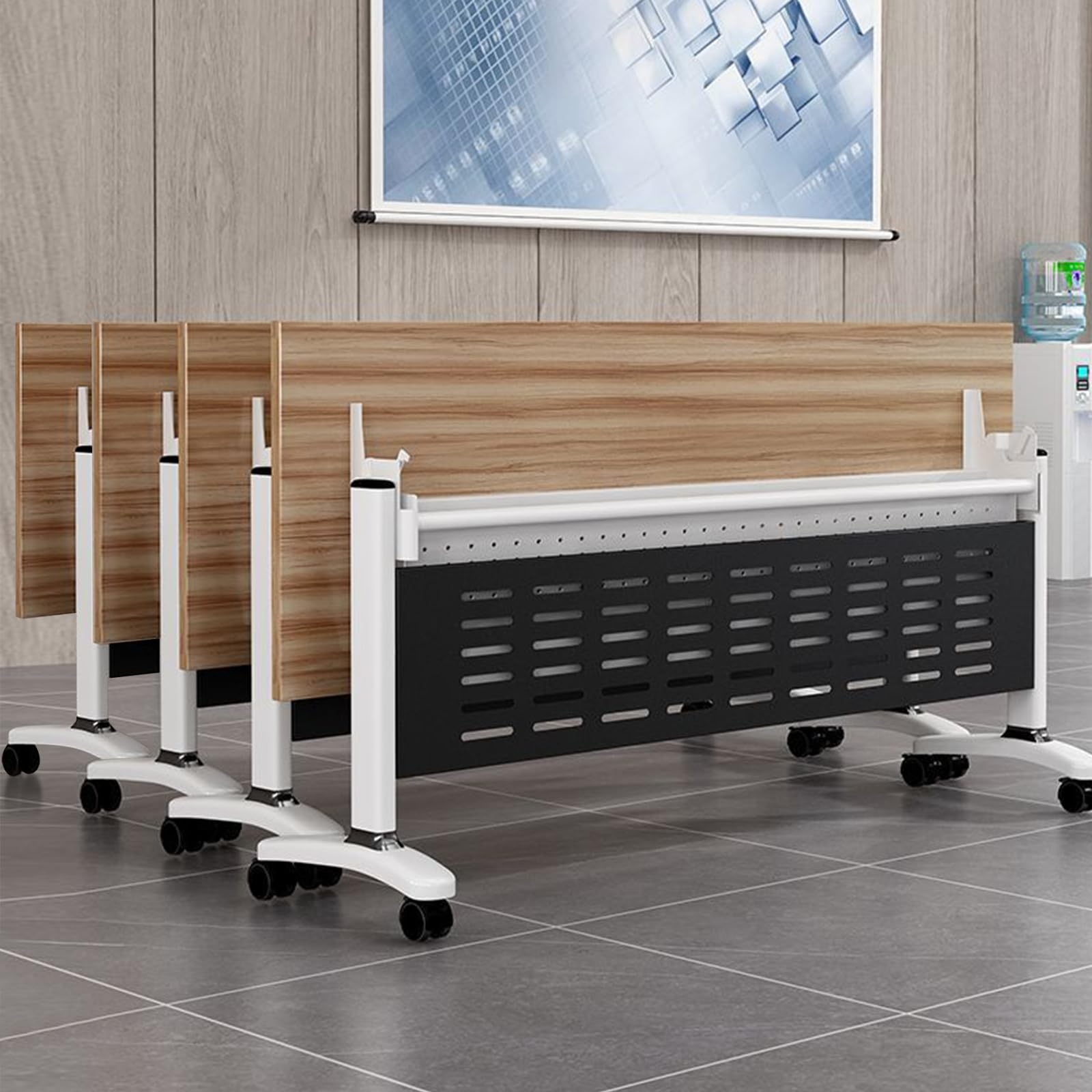 HTDRE Portable Folding Conference Table with Silent Wheels - Mobile Rectangle Training Table for Meetings & Seminars 55.1" x 23.6" x 29.5" - Ideal for Conference Rooms and Training Spaces