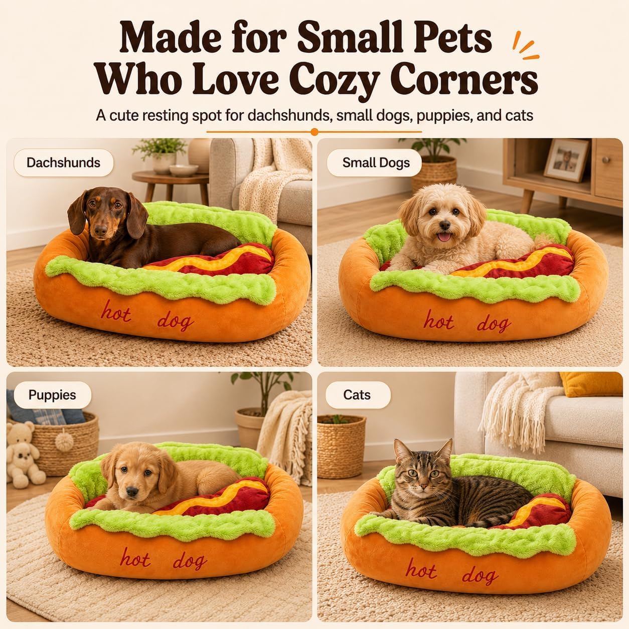 ZVD Panier pour Chien et Chat, Lit Douillet en Peluche pour Petit Animal M | Nid Chaud avec Coussin Amovible Lavable, Idéal Chiot, Teckel, Chaton, Maison, Chambre et Coin Repos