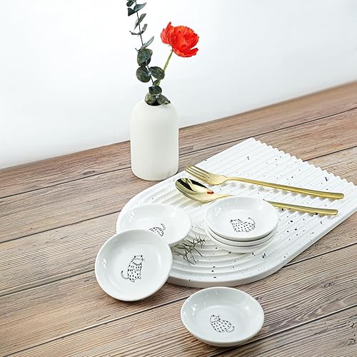 Miniatura 5 de Super Cute Rain Dot - Plato de cerámica para salsa/condimento/sushi soya/platos de aperitivo/plato de servir para cocina y hogar (juego de 6)