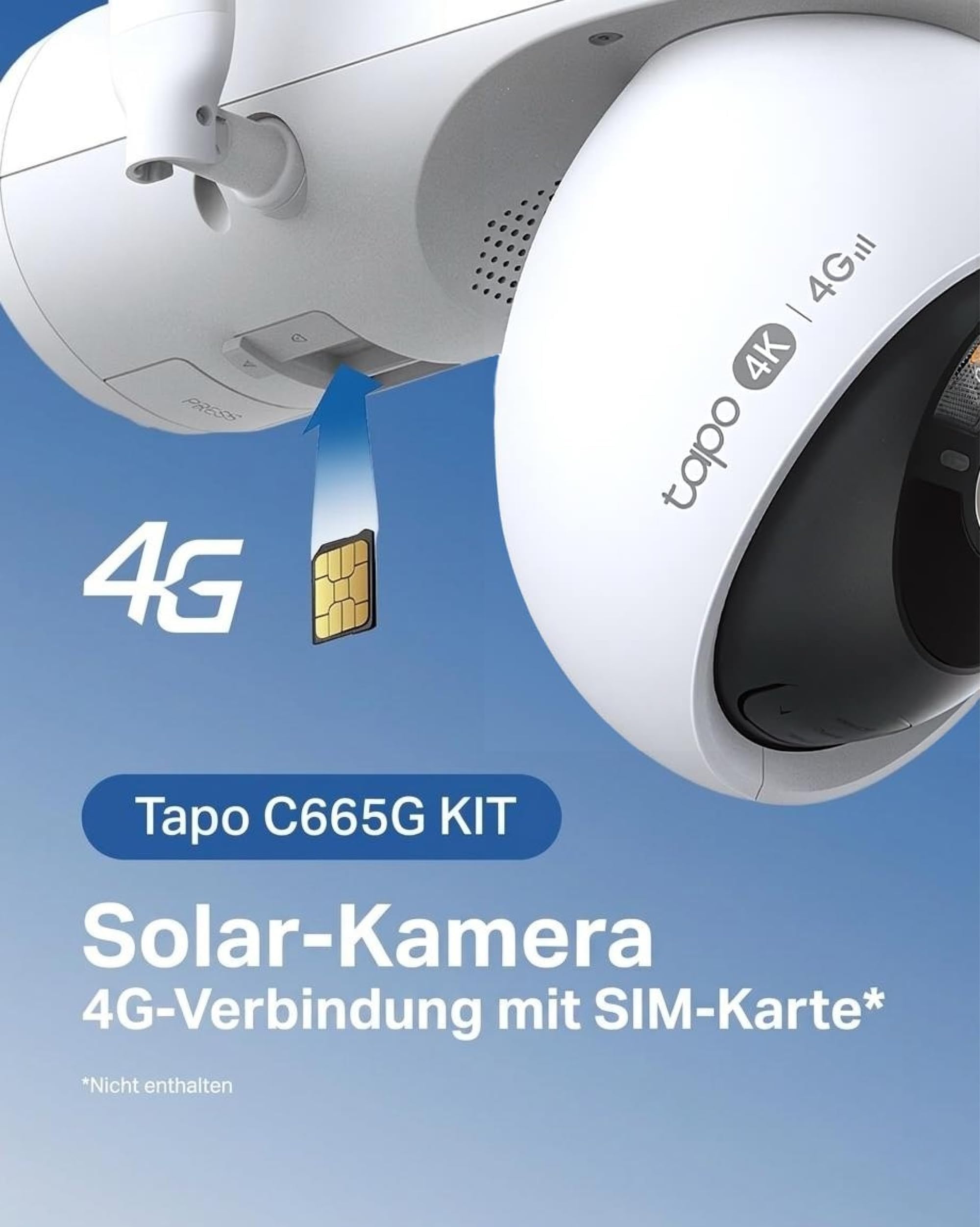 Tapo C665G KIT 4K 4G LTE Überwachungskamera mit SIM Kartenslot | Solar 360° Kamera mit 10000mAh Akku Outdoor | Unterstützt 4G & WLAN | Farbnachtsicht | Kostenlose KI-Erkennung | Lokale MicroSD & Cloud