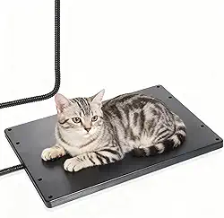 Roicaholy Cama aquecida para gatos – Almofada impermeável para aquecimento externo com capa de lã com zíper, temperatura constante, 40 x 30 cm, cabo de 1,8 m, 45 W, preta
