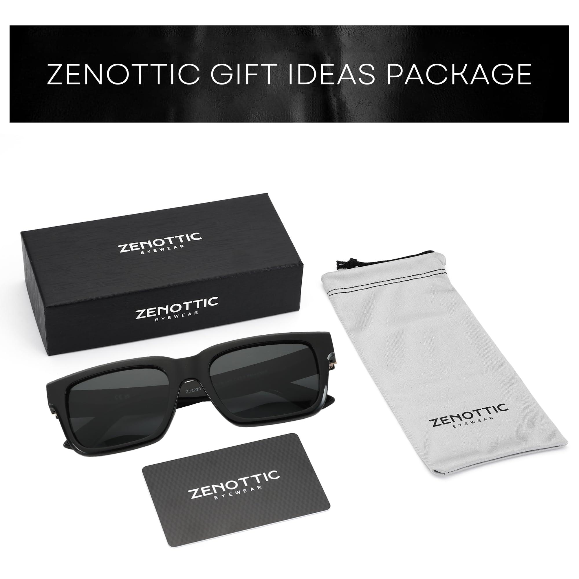 Gafas de sol rectangulares para hombres y mujeres, polarizadas, protección UV400, clásicas, modernas, para conducir, gafas de sol, C01 Marco Negro Lente Negro 6