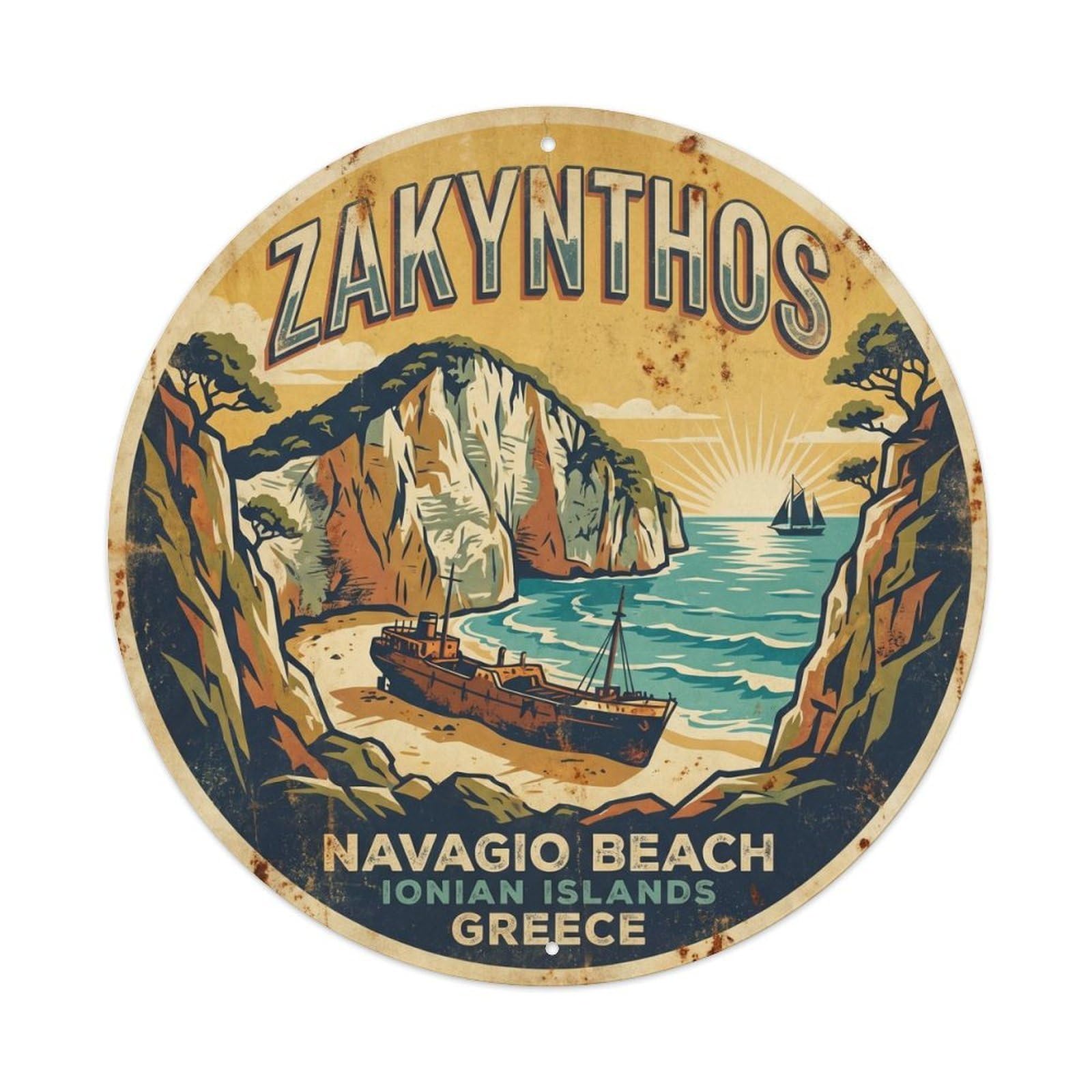 Zakynthos Island Beach Scenery Classic Travel Metal Tin Sign