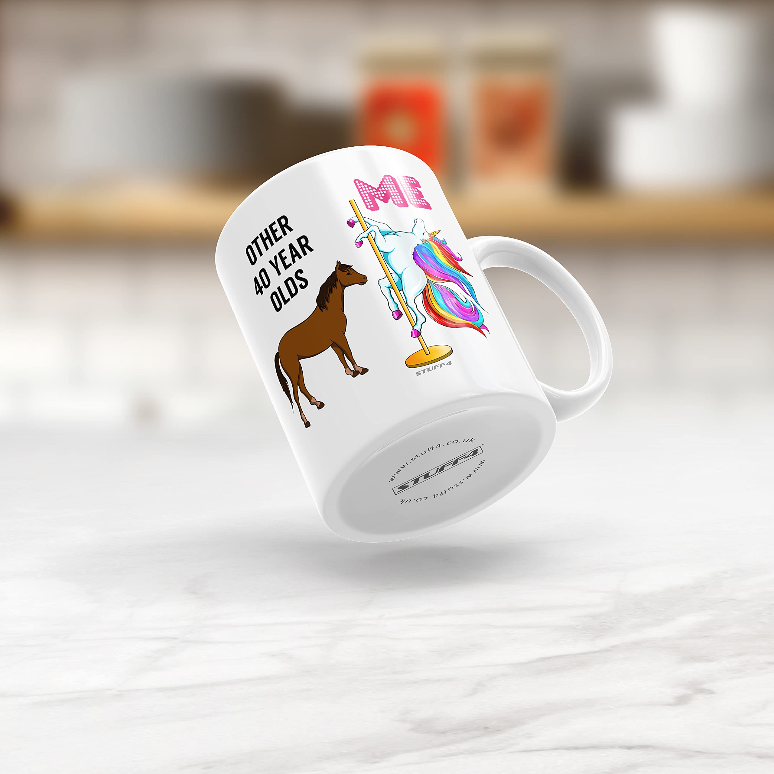 Tazza 40 Anni Unicorno - Idea Regalo Compleanno, Ceramica Bianca Con Design Divertente - Foto 4