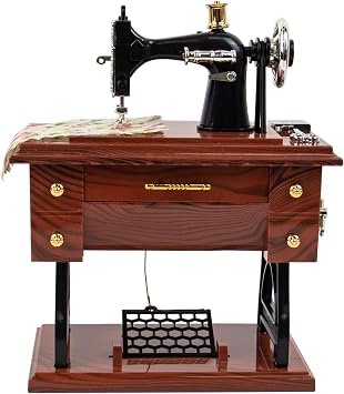 AUEAR, Vintage Mini Music Box Sewing Machine Figurine Birthday Gift Table Decor