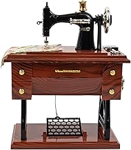 AUEAR Vintage Mini Musical Sewing Machine Music Box Mechanical Birthday Gift Table Decor, Brown