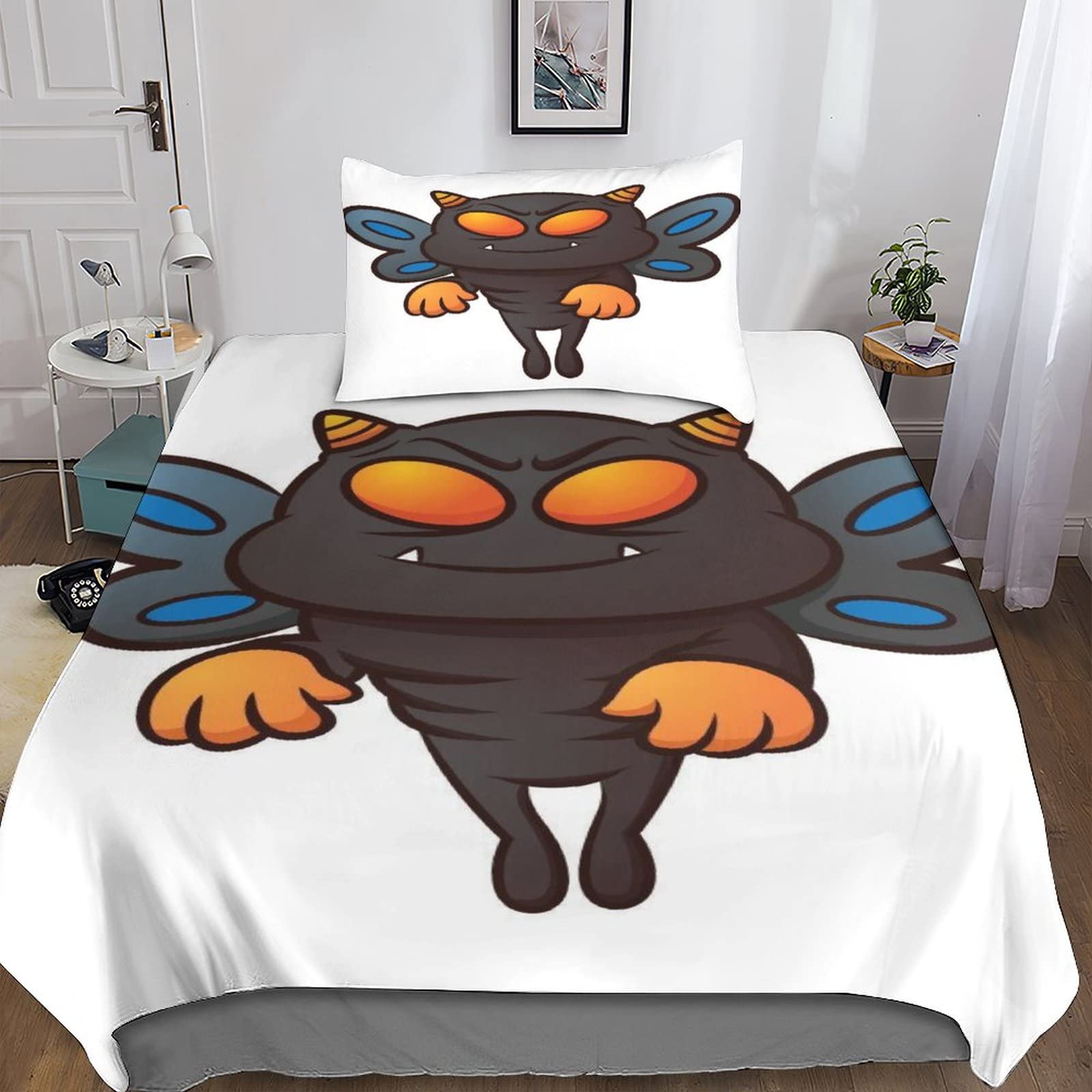 Housse de couette 3D dessin animé en microfibre pour lit enfant 1 personne 135x200cm