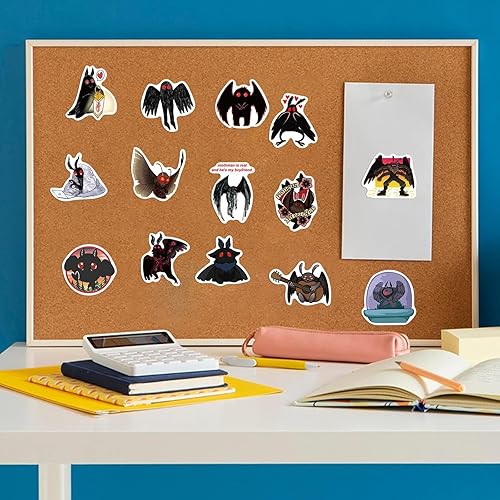 Miniatura 6 de 50 calcomanías de Mothman para botellas de agua, lindas calcomanías criptidas para adolescentes y adultos, calcomanías impermeables de vinilo de