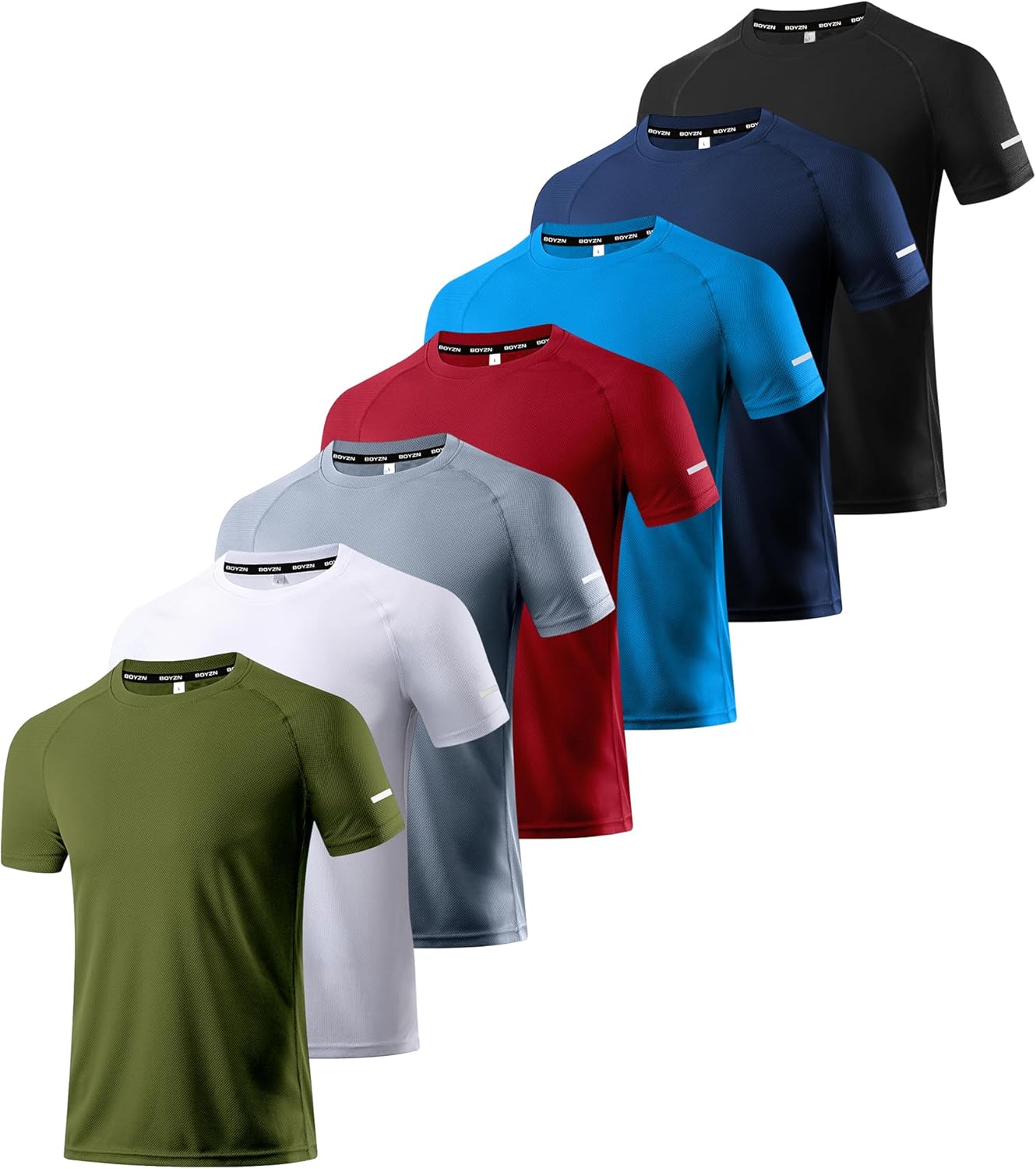 Boyzn 1, 3, 5 or 7er Pack Sport Tshirts Herren Kurzarm T-Shirts Funktionsshirt Laufshirt Schnelltrocknend Atmungsaktive Sport Shirt Sommer Fitnessshirt Trainingsshirt für Running Workout Bodybuilding
