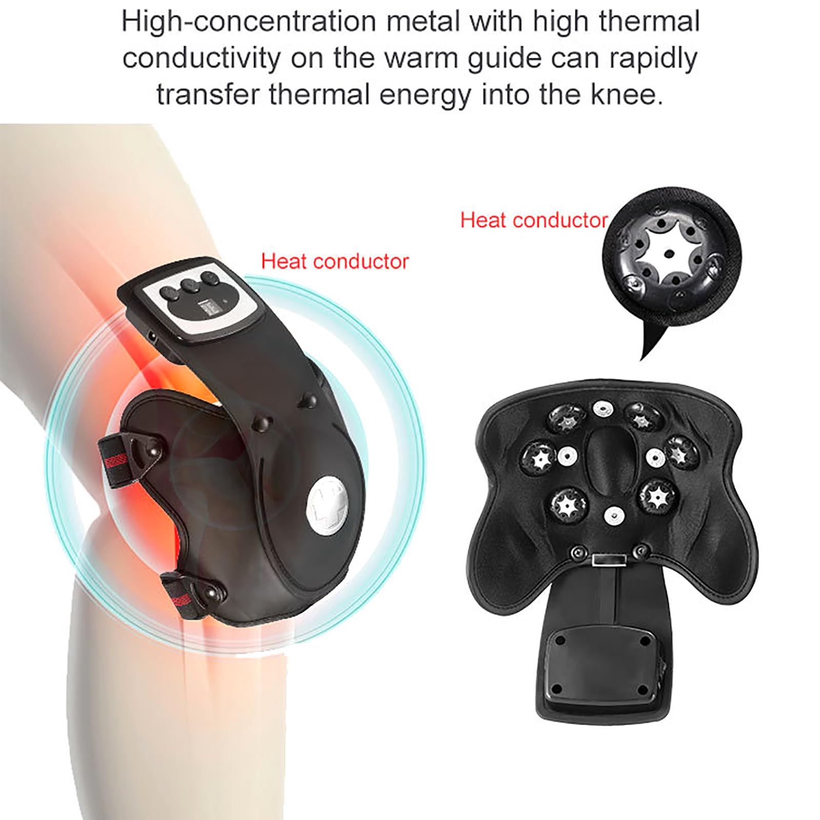 Masajeador De Rodillas con Calor, Rodillera con Calor, Temperatura Ajustable De 45-72 °C Y Función De Memoria De Temperatura, Diseño Ergonómico para Aliviar El Dolor De Rodilla, para Artritis