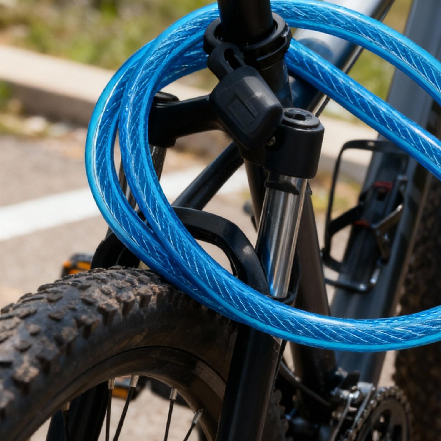 Zapięcie rowerowe 60 cm/11 mm, zabezpieczenie przed kradzieżą, zapięcie rowerowe, zamek spiralny z 2 kluczami, do roweru trójkołowego, motocykla, skutera, niebieskie