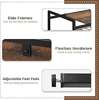 Vista 6 de GOFLAME Mesa consola industrial, mesa auxiliar de sofá con panel extraíble y estante de malla, mesa de vestíbulo de 3 niveles con marco de metal