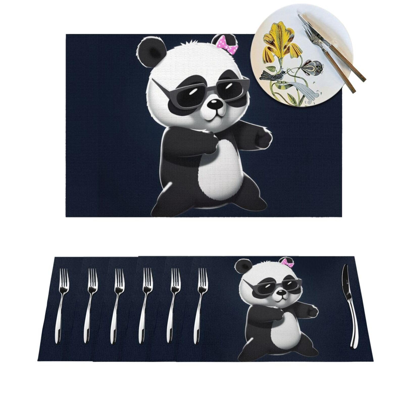 Set de table pour cuisine motif panda idéal repas de famille