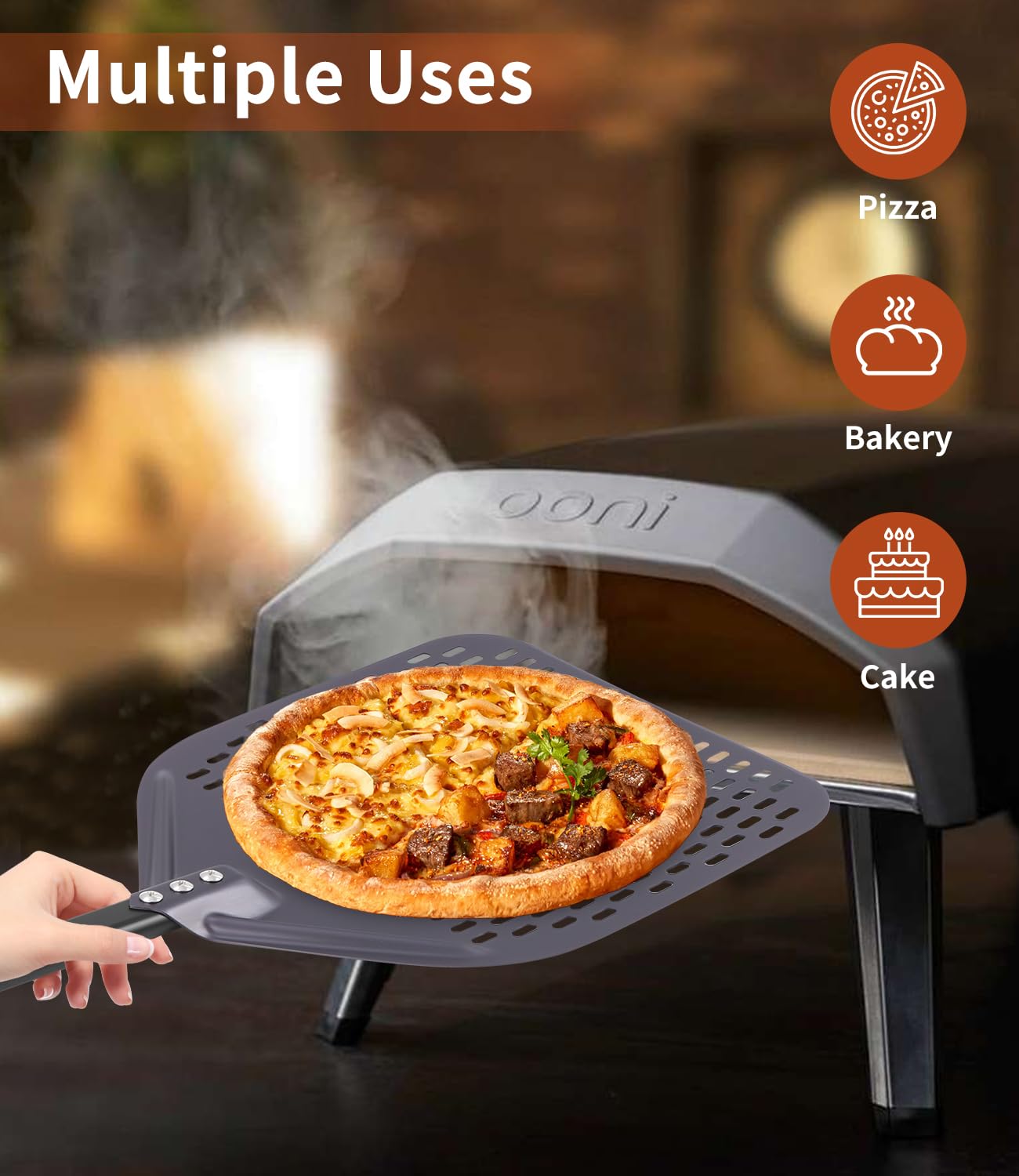 SOUTHGATE Geperforeerde Pizza Schop, Hard Geanodiseerd Aluminium... Geperforeerde Pizza Schop 12 inch Hard Geanodiseerd Aluminium... Afbeeldingen Geperforeerde Pizza Schop 12 inch - Hard Geanodiseerd Aluminium