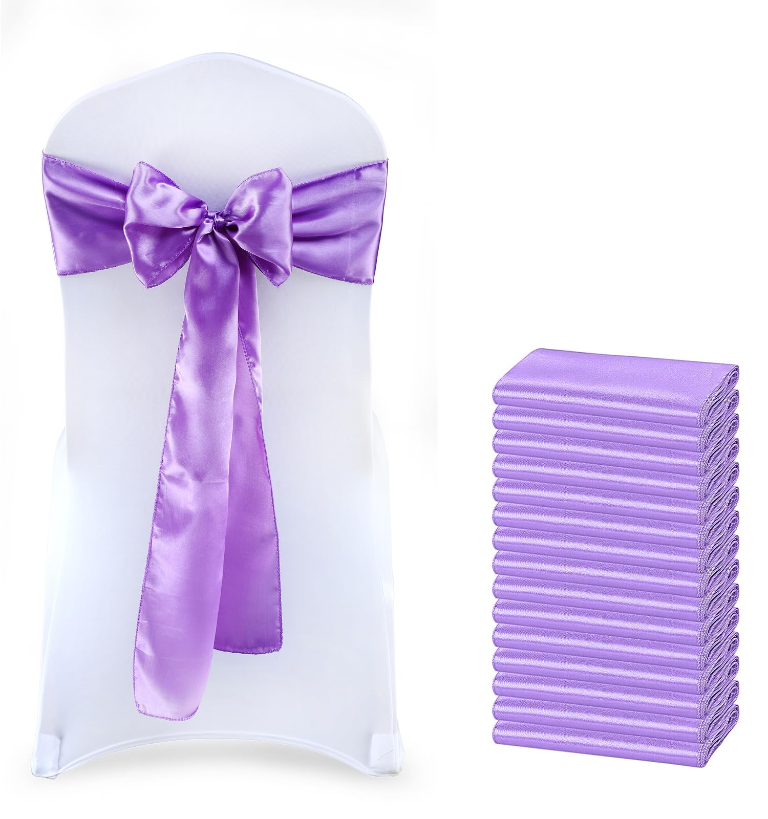 MDS Satin Chair Sashes, 50 Pack, 7”x108” Each, Decorative Chair Bows Ribbon Tie Backs for Wedding Party, Holiday Dinner, Birthday, Reception, Banquet,