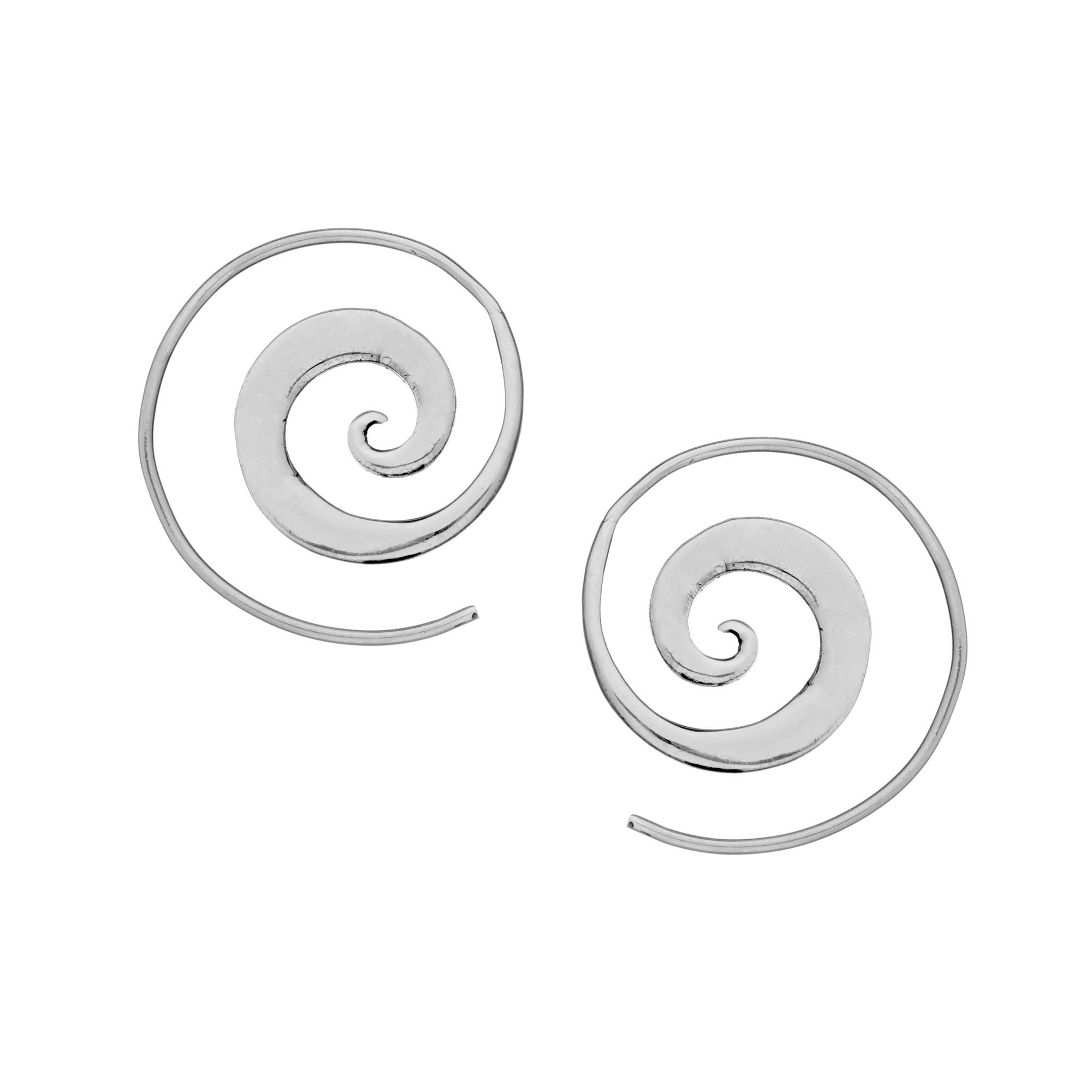 81stgeneration Pendientes de Espiral de Plata de Ley para Mujer | Aros Sencillos de Plata 925 con Acabado Pulido | Aros Minimalistas Bohemios con Espirales | Joyería de Festivales Tribales