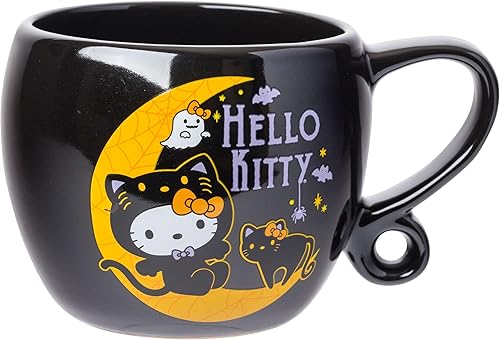 Silver Buffalo Sanrio Hello Kitty Taza de cerámica con asa de lazo de Halloween, 15.9 onzas