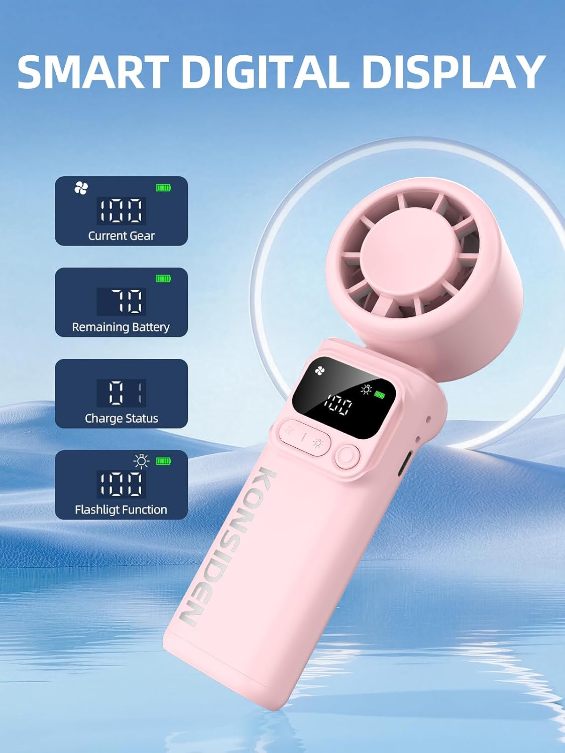 Portable Handheld Turbo Fan, 199 Stepless Speeds, 4000mAh USB Rechargeable image 5