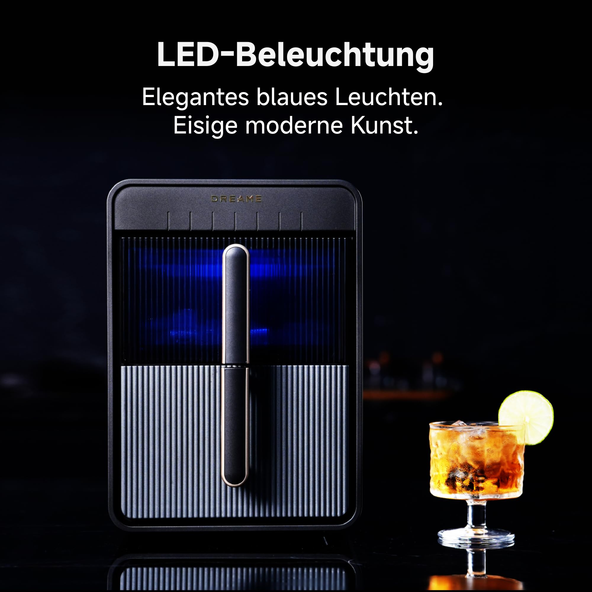 dreame Aura Eiswürfelmaschinen mit 6-Minuten-Schnelleisproduktion, isoliertem Wassertank und Eisbehälter, Eis in zwei Größen, digitaler Steuerung, LED-Licht und Selbstreinigungsmodus