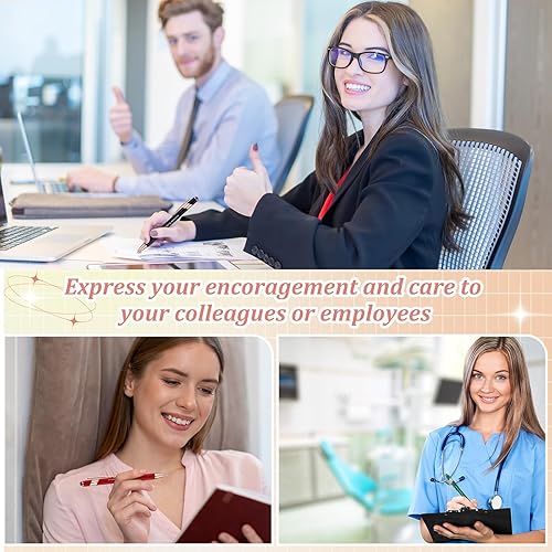 Miniatura 6 de Outus 72 bolígrafos de agradecimiento para empleados a granel, con punta de lápiz capacitivo, inspiradores de tinta negra de metal, para