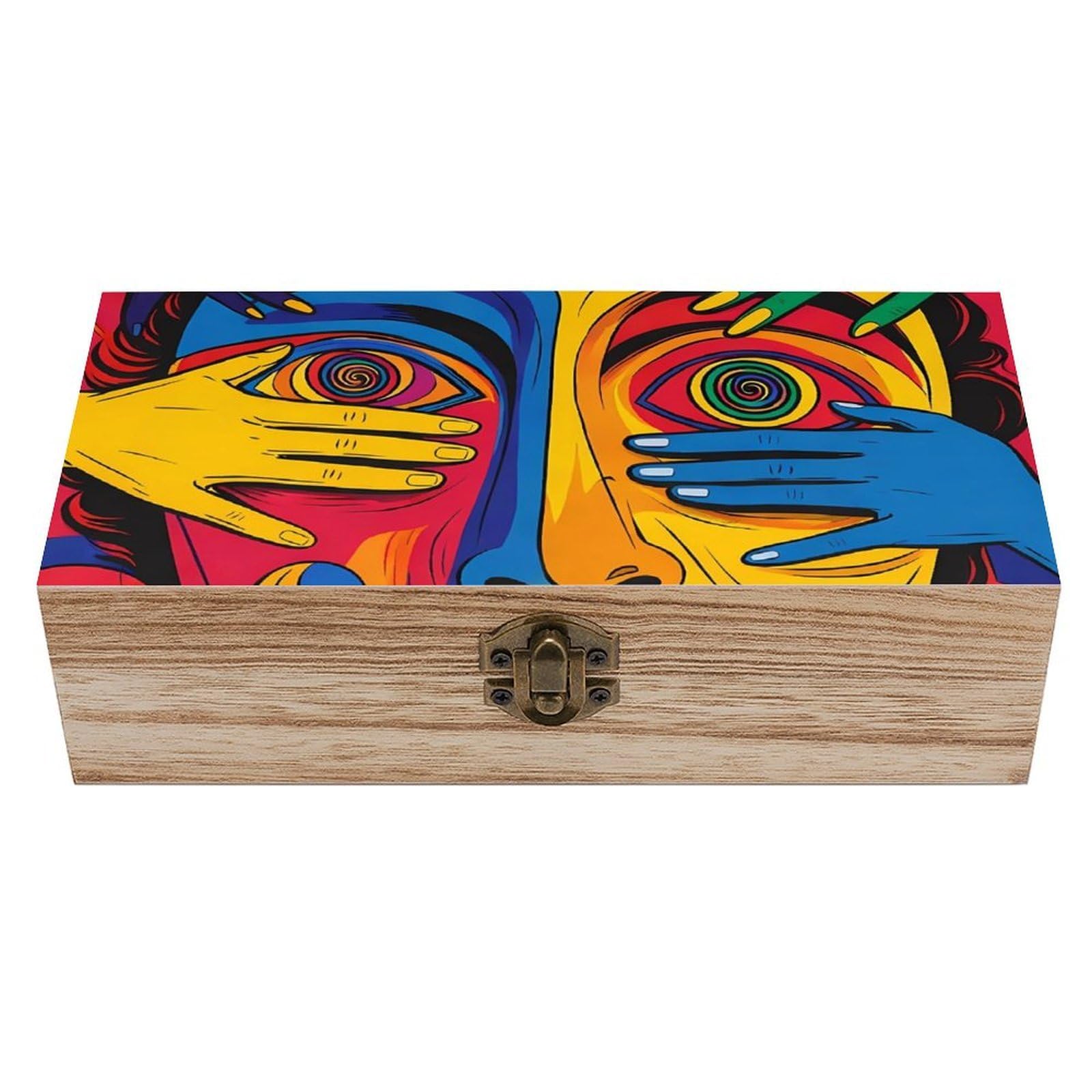 HLBSDM Abstract Graffiti Paint Wooden Storage Box