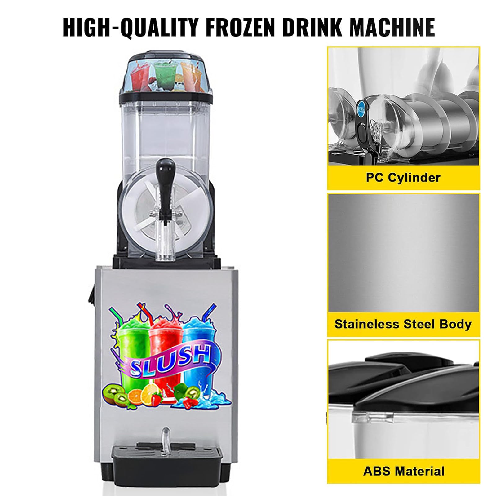 MáQuina de Granizados Profesional de 12 L para el Hogar, Sin Hielo, Autolimpiable, para Batidos, CóCteles, FrappéS y MáS,Single Cylinder