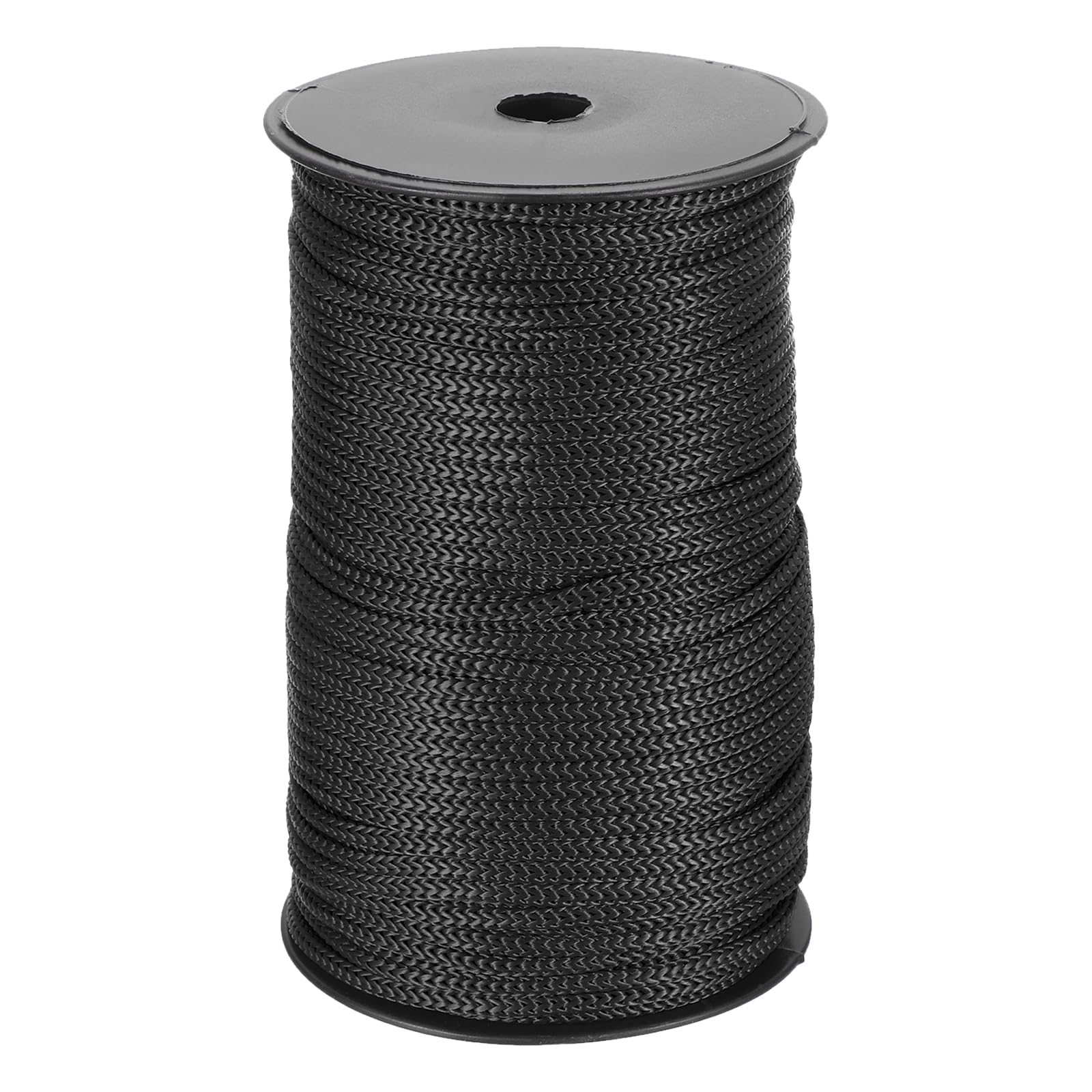 sourcing map 1/4 Inch Polypropylene Rope Braided Ropes, 328ft Nylon Rope Hollow Utility Cord for Clothesline, Camping, Hiking, Outdoor, Black
