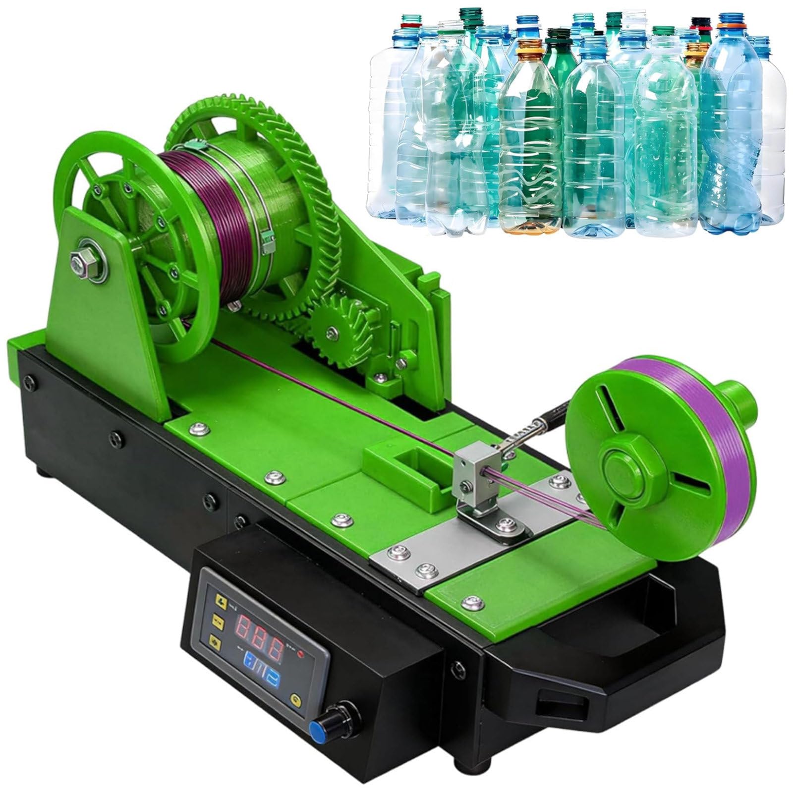 Pvxa 3D Printer Extruder Filament Maker Machine, Desktop Filament Maker Machine, Digital Temperature Control, Recycled PET Bottle Recycler for Families, for DIY Makers Green