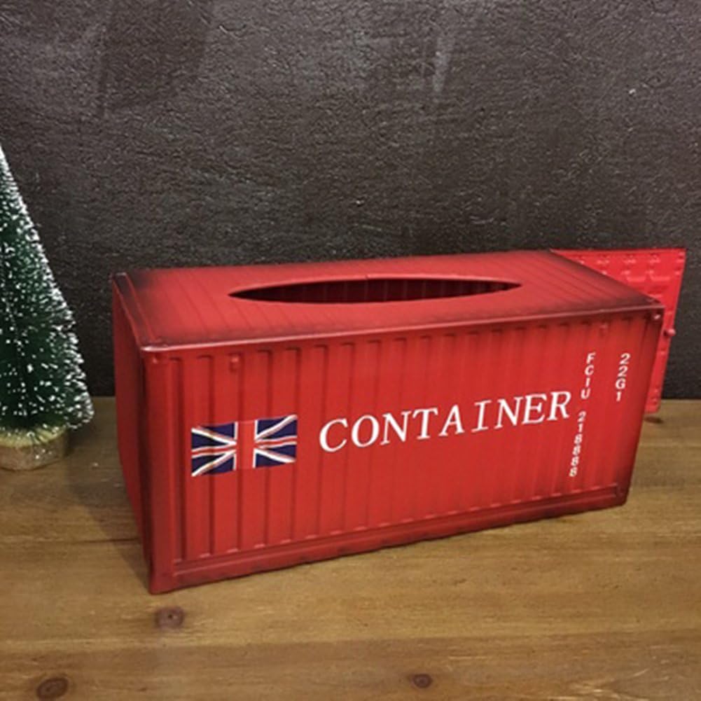 UUOUU Metal Shipping Container Tissue Box-Multifold Paper Towel Dispenser-Pop-Up Box Cover Red