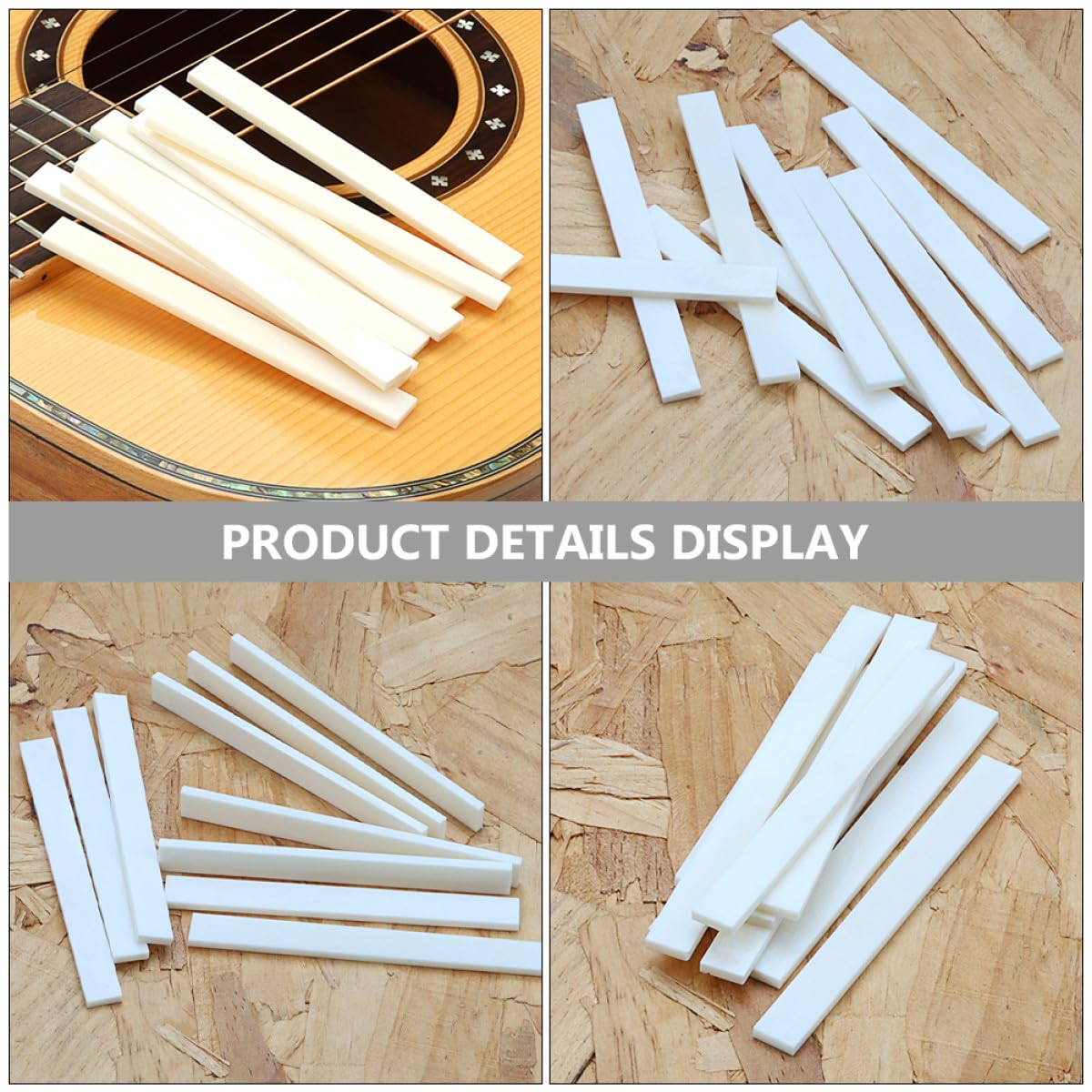 10 Stück Packung Knochensattel Gitarre aus Echtem Knochen für Ersatz und Wartung 100X10X2,95Mm Weiß Stabile Unterstützung und Verbesserte Klangresonanz