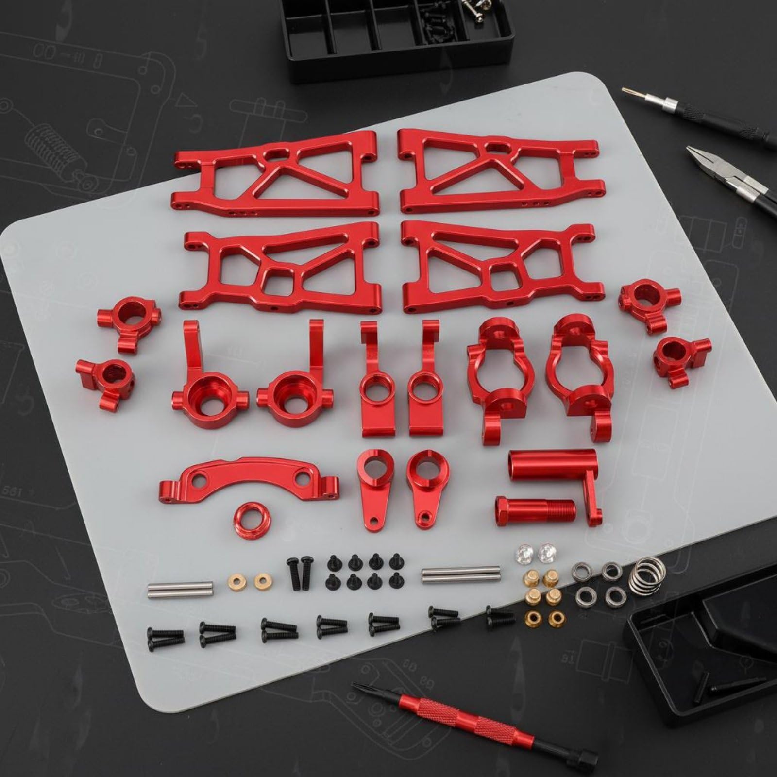 Vehicle Voiture RC 1/10 Crawler Kit Métal Aluminium Pièces Châssis Bras de Avant Arrière Fusées Direction Usinage CNC Anti-arrachement Finition, Titanium