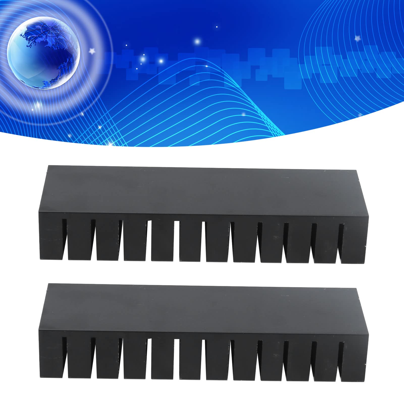 dissipatore di calore di raffreddamento di allumin Confezione da 2 alette di raffreddamento in alluminio 120x40x20 mm for GPU chipset elettronico(With back glue)