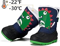 Vista 3 de MORENDL Botas de nieve de invierno para niños pequeños, impermeables, aisladas, de piel sintética, botas de senderismo para niños y niñas