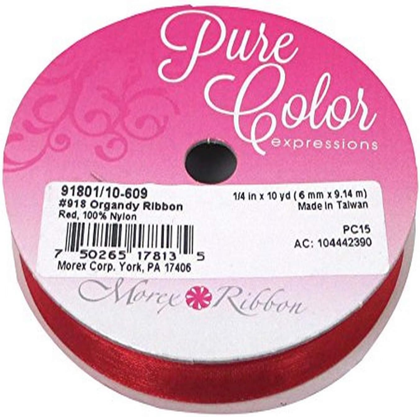 Morex Ribbons Organdy .25" x 10yd Red Ribbon