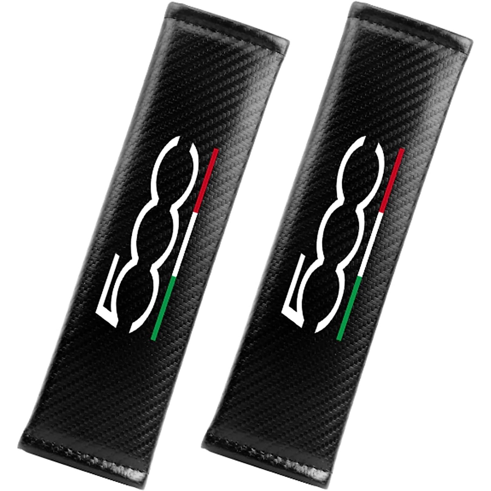 1Pairs Car Seat Belt Pads Comfort Harness Pads for Fi-at 500 500C 500X 500L, Carbon Fiber Leather Shoulder Protector Cover Auto Interior Accessories,Black