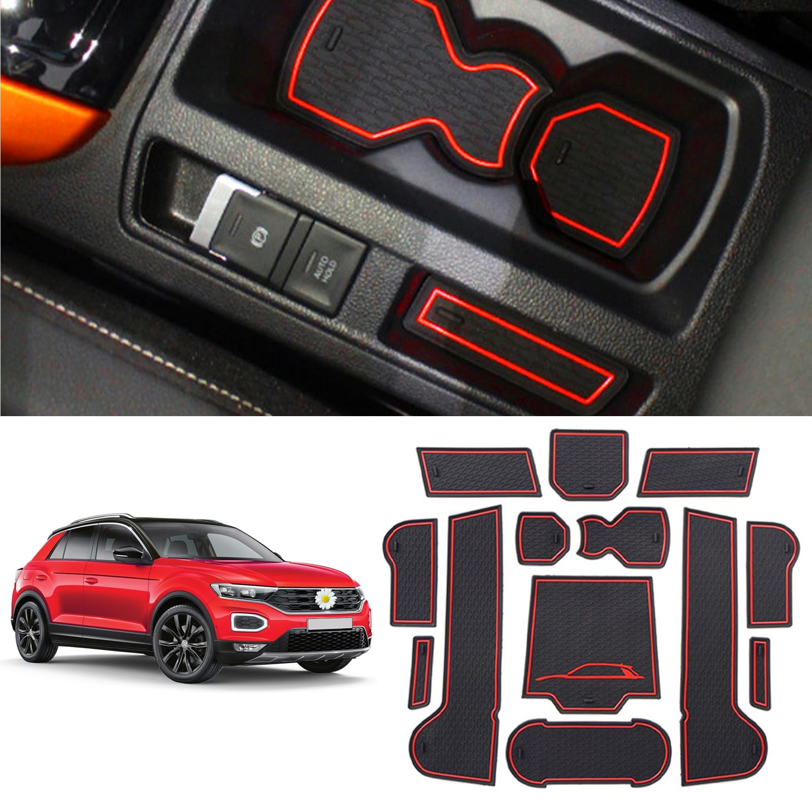 Tapis en caoutchouc de porte-gobelet T-ROC protégeant des rayures - 8